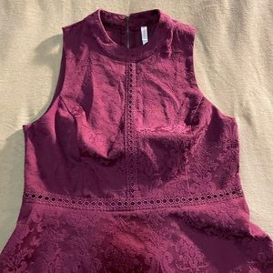 Burgundy Dress A-line Size L Jacquard